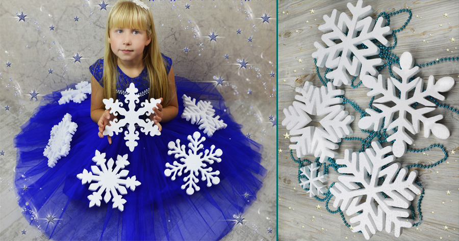 Снежинки из пенопласта INT-DECO